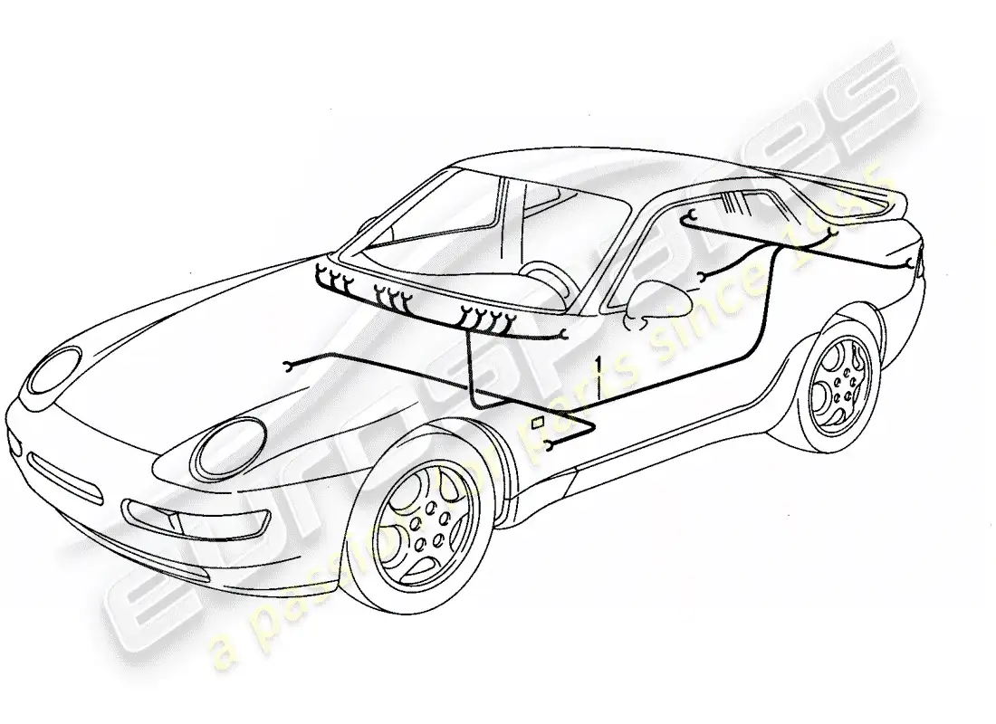 porsche 1995 (968) mazo de cables - habitáculo diagrama de piezas