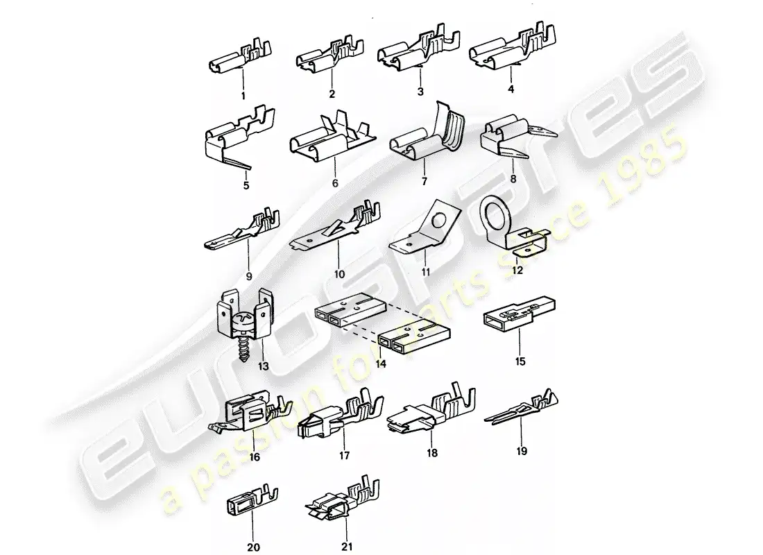 porsche 1995 (968) terminal de hoja macho - conector de empuje diagrama de piezas