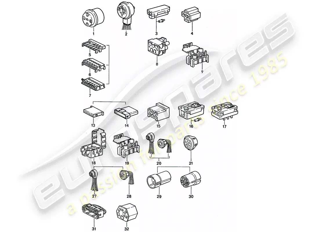 porsche 1993 (968) carcasa del conector diagrama de piezas