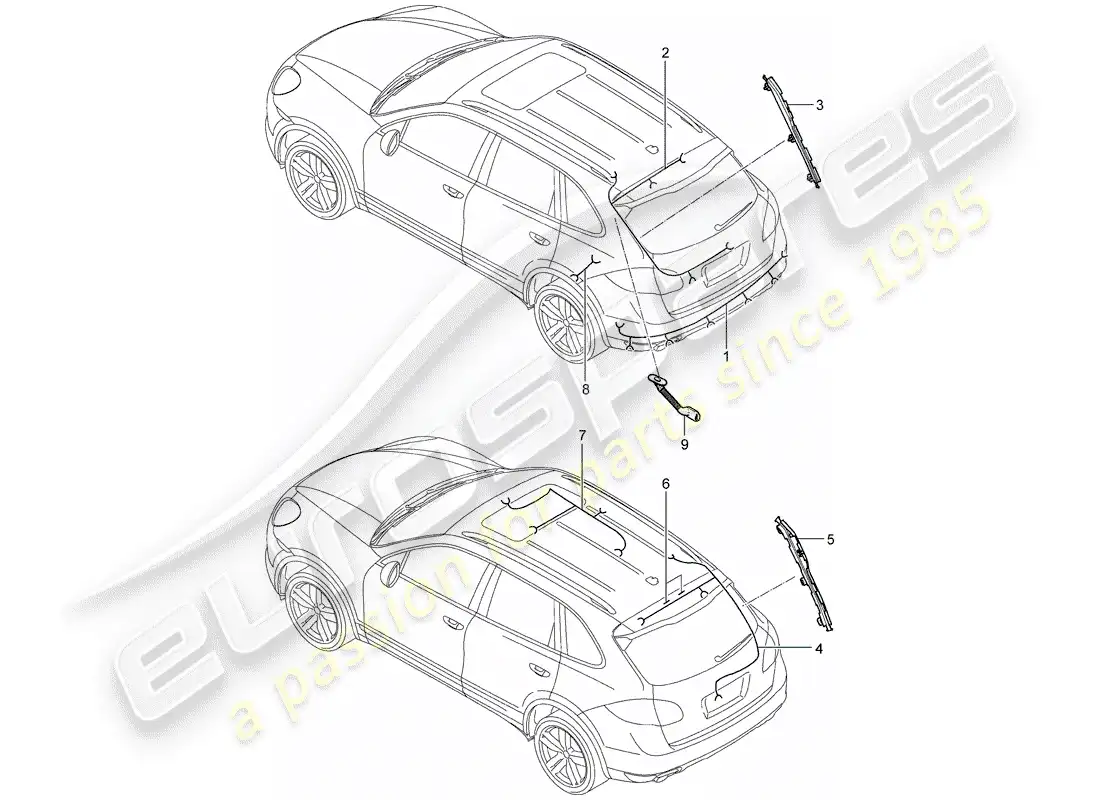 porsche 2013 (cayenne e2 92a) arneses de cableado diagrama de piezas