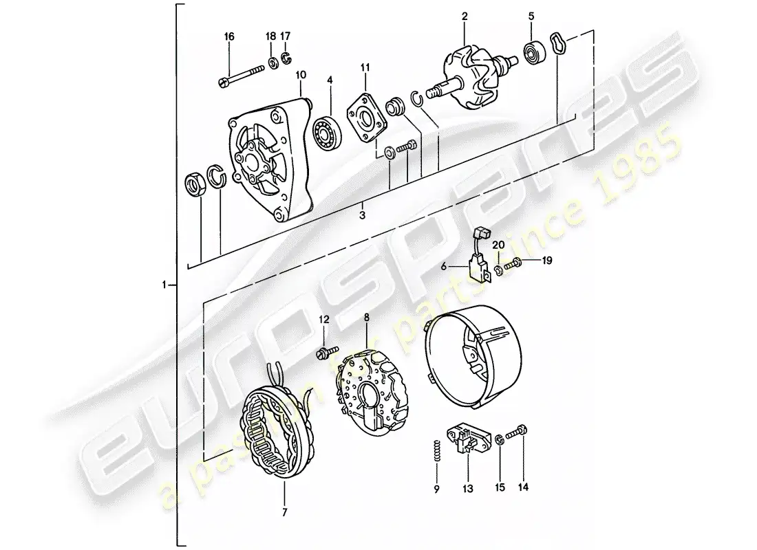 porsche 1977 (924) alternador diagrama de piezas