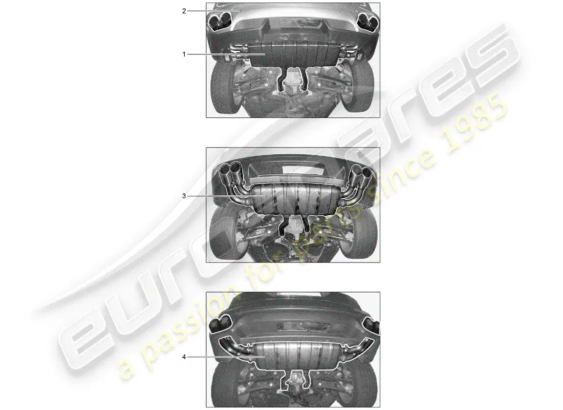 porsche 2013 (tequipment cayenne) sistema de escape diagrama de piezas