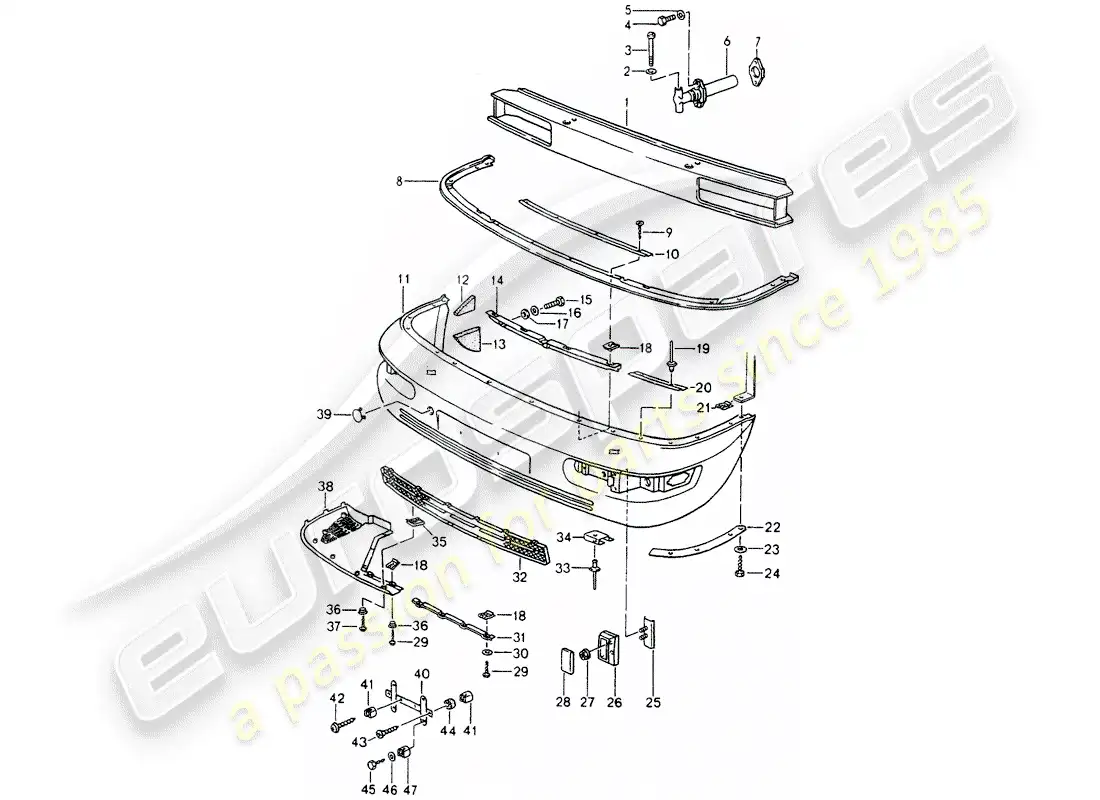 porsche 1991 (964) parachoque diagrama de piezas