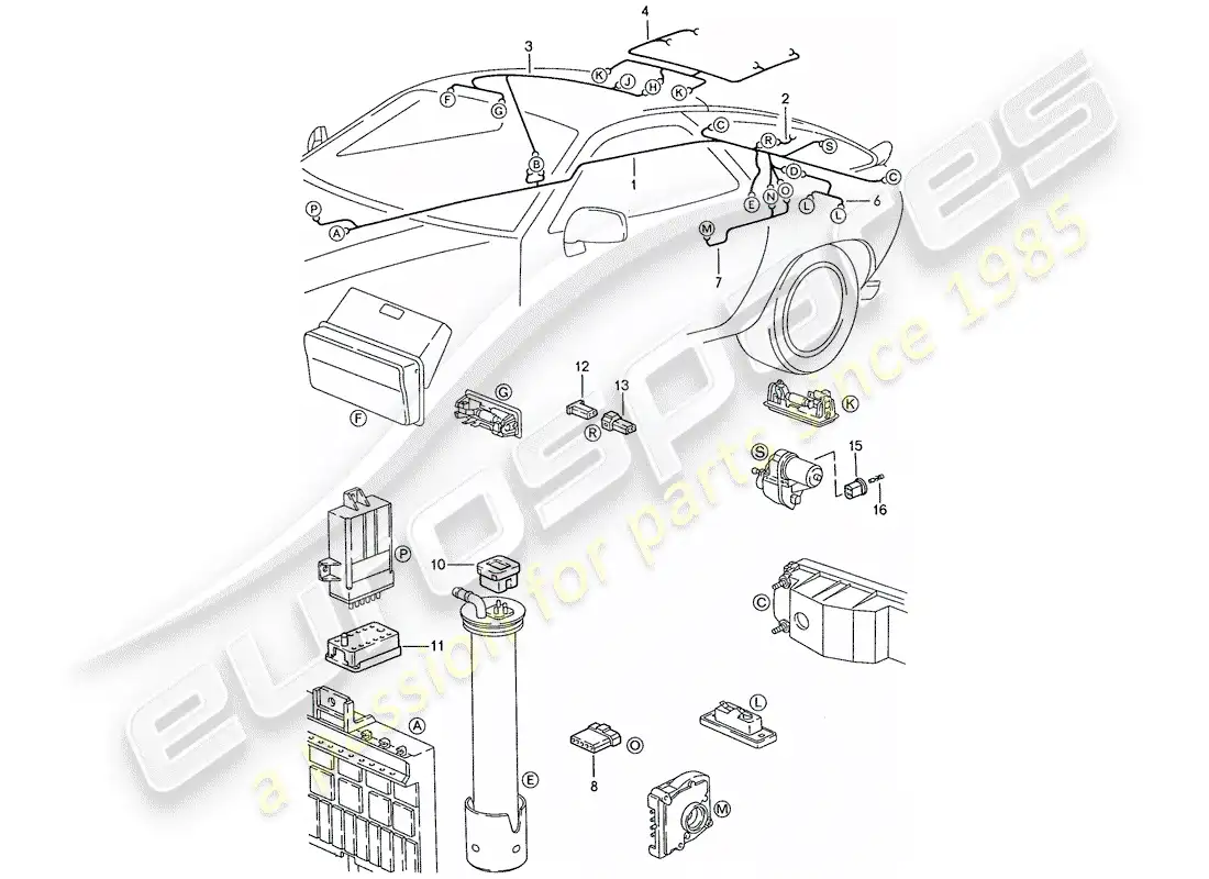 porsche 1988 (928) arnés - extremo trasero diagrama de piezas