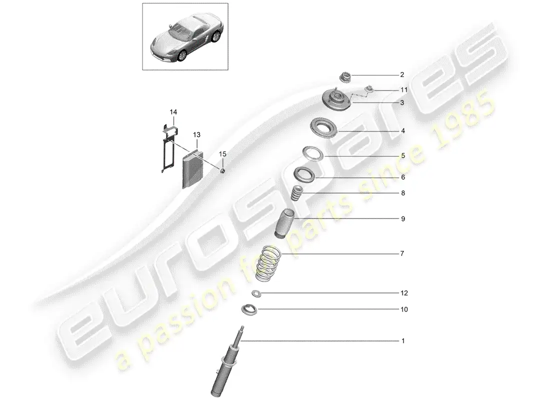 porsche 2017 (718 boxster) suspensión diagrama de piezas
