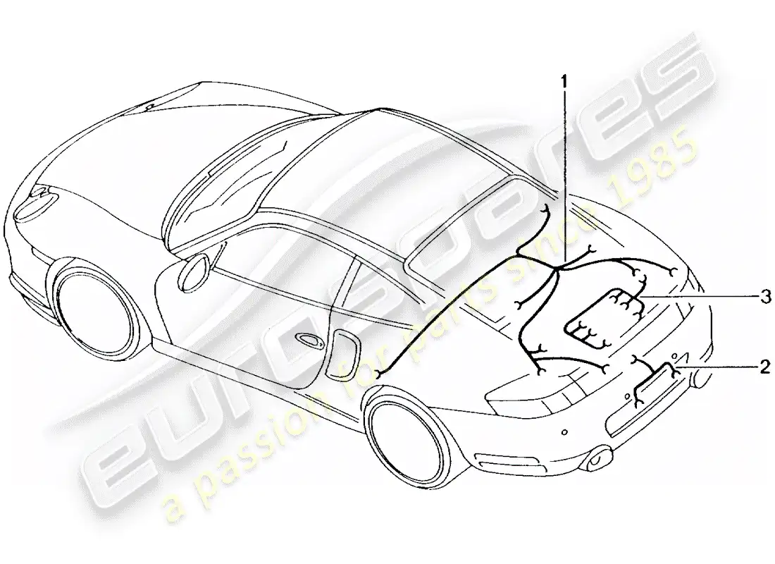 porsche 2004 (996 turbo / gt2) mazo de cables - extremo trasero - luz de freno adicional - tapa de maletero trasero - luz de matrícula - motor - transmisión - kit de reparación - sistema freno antibloqueo -abs- - indicador de desgaste de pastillas de freno - eje trasero diagrama de piezas