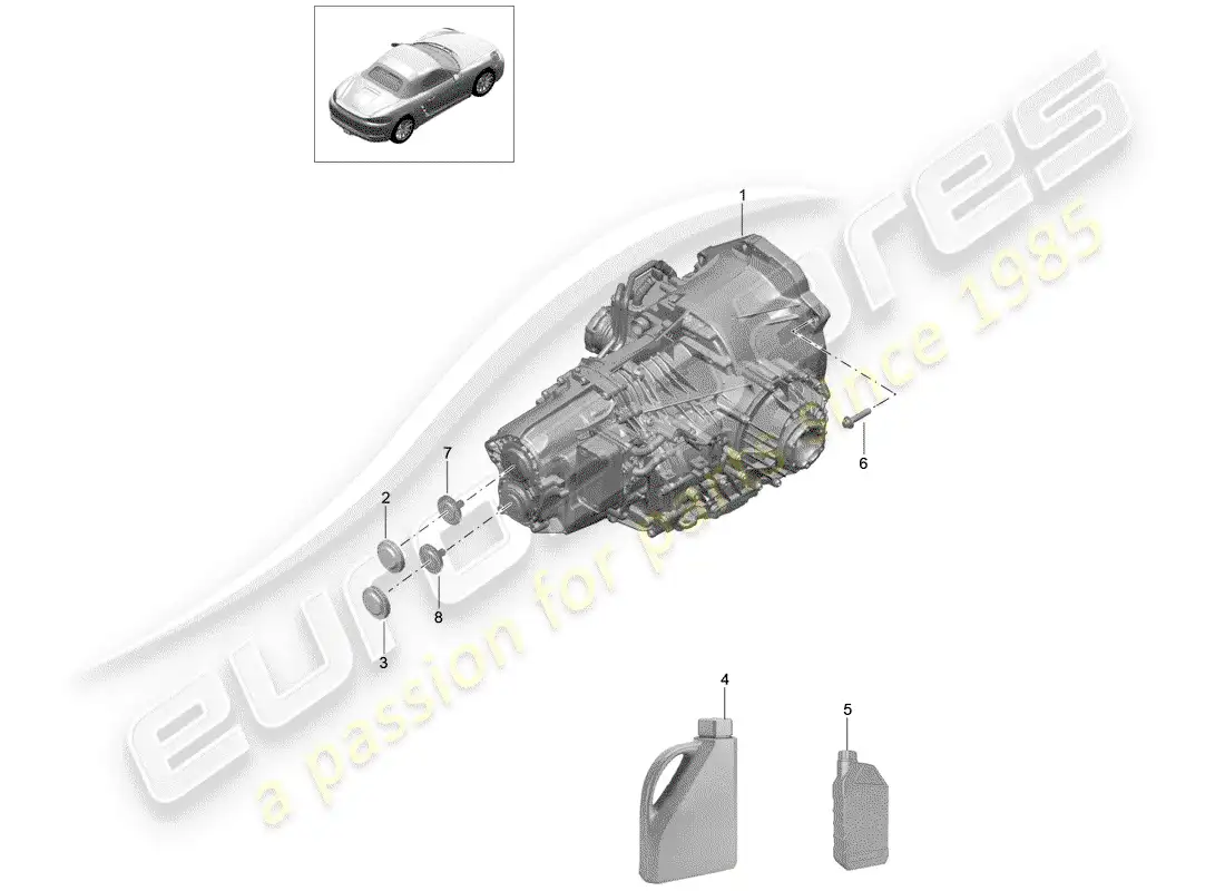 porsche 2017 (718 boxster) - pdk - diagrama de piezas