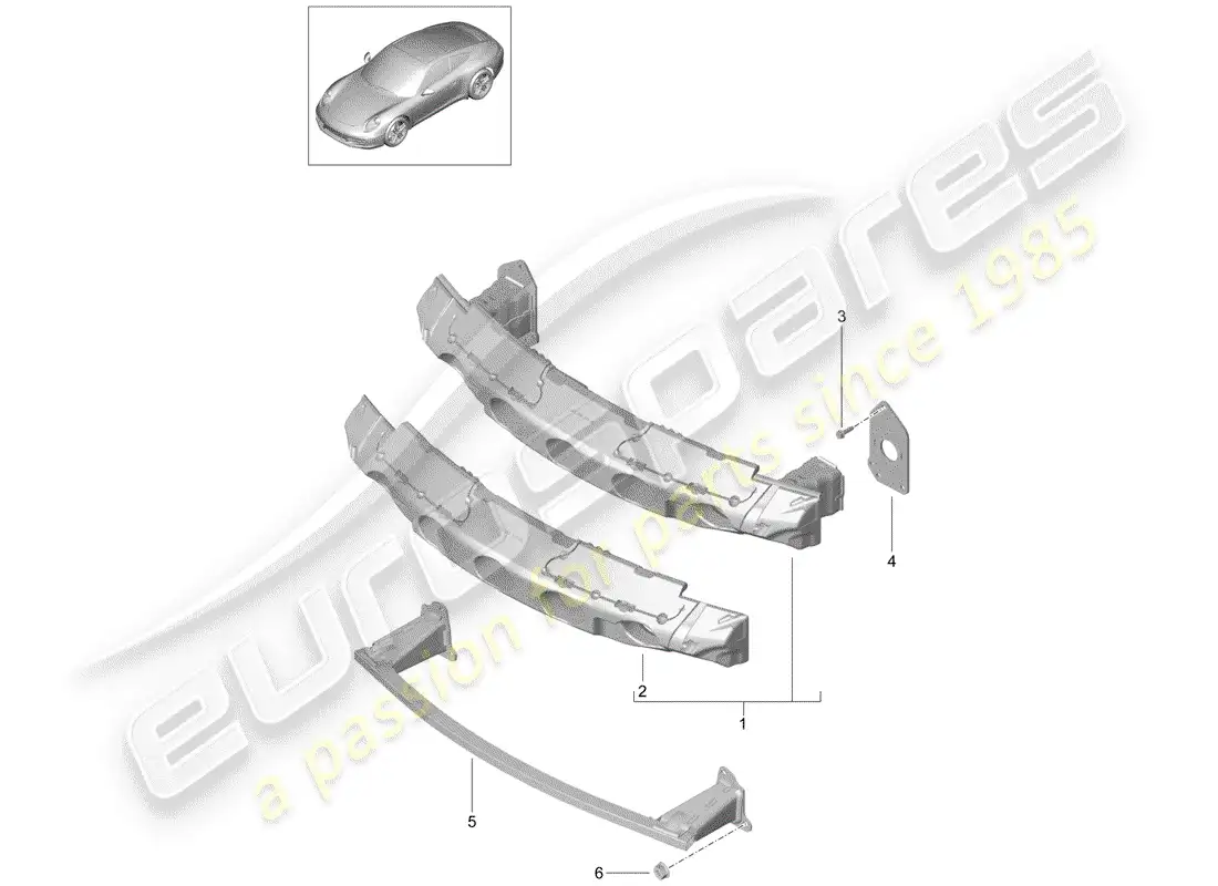 porsche 2012 (991-1) soporte de parachoques diagrama de piezas