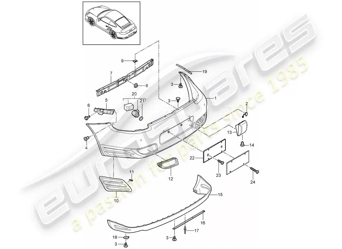 porsche 2012 (997-2 turbo / gt2 rs) recubrimiento diagrama de piezas