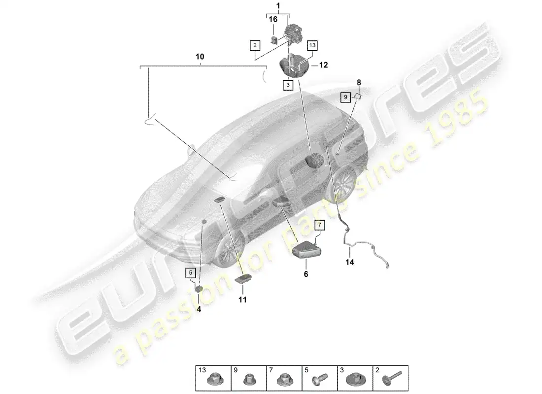 porsche 2020 (cayenne e3 9ya/9yb) compresor diagrama de piezas