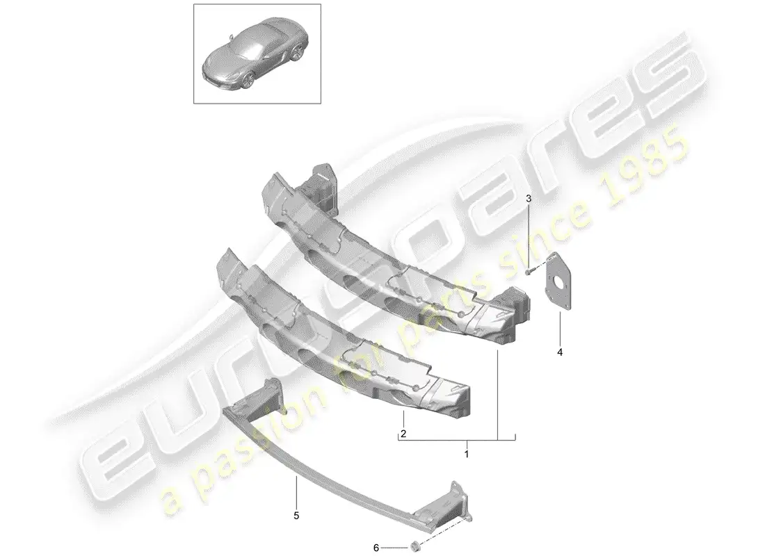 porsche 2016 (981 boxster) soporte de parachoques diagrama de piezas