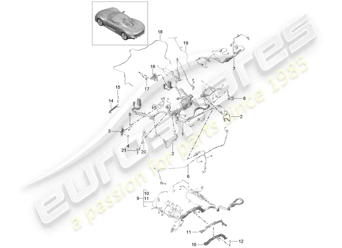 porsche 2015 (918 spyder) cableando arneses diagrama de piezas