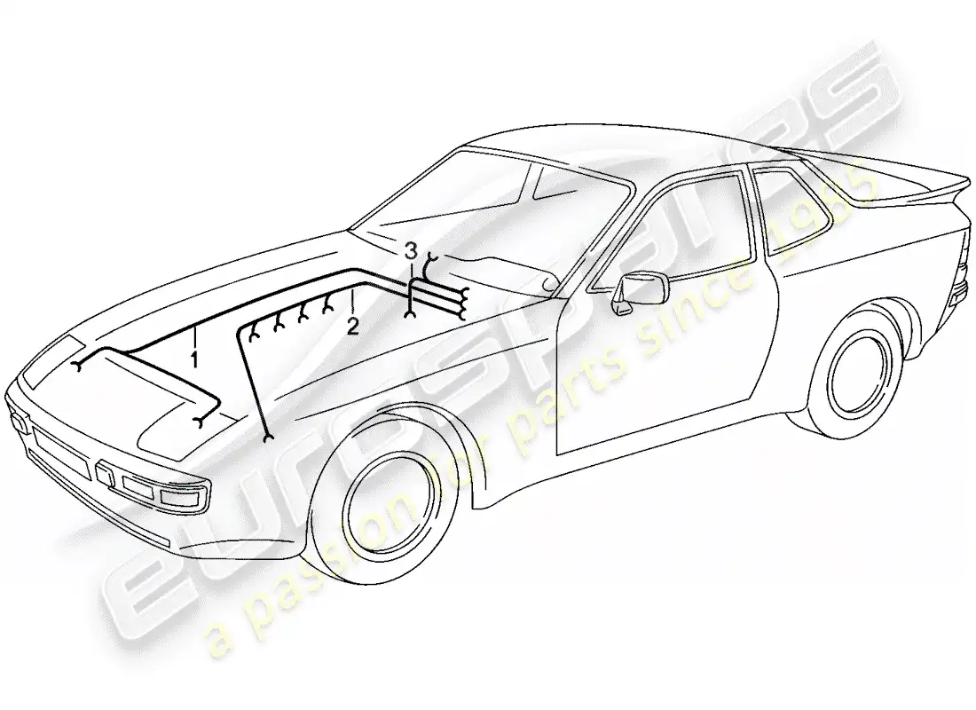 porsche 1986 (944) arneses de cableado - motor - calentador - aire acondicionado diagrama de piezas