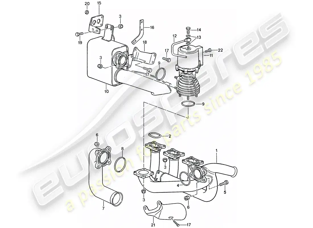 porsche 1988 (959) sistema de escape diagrama de piezas