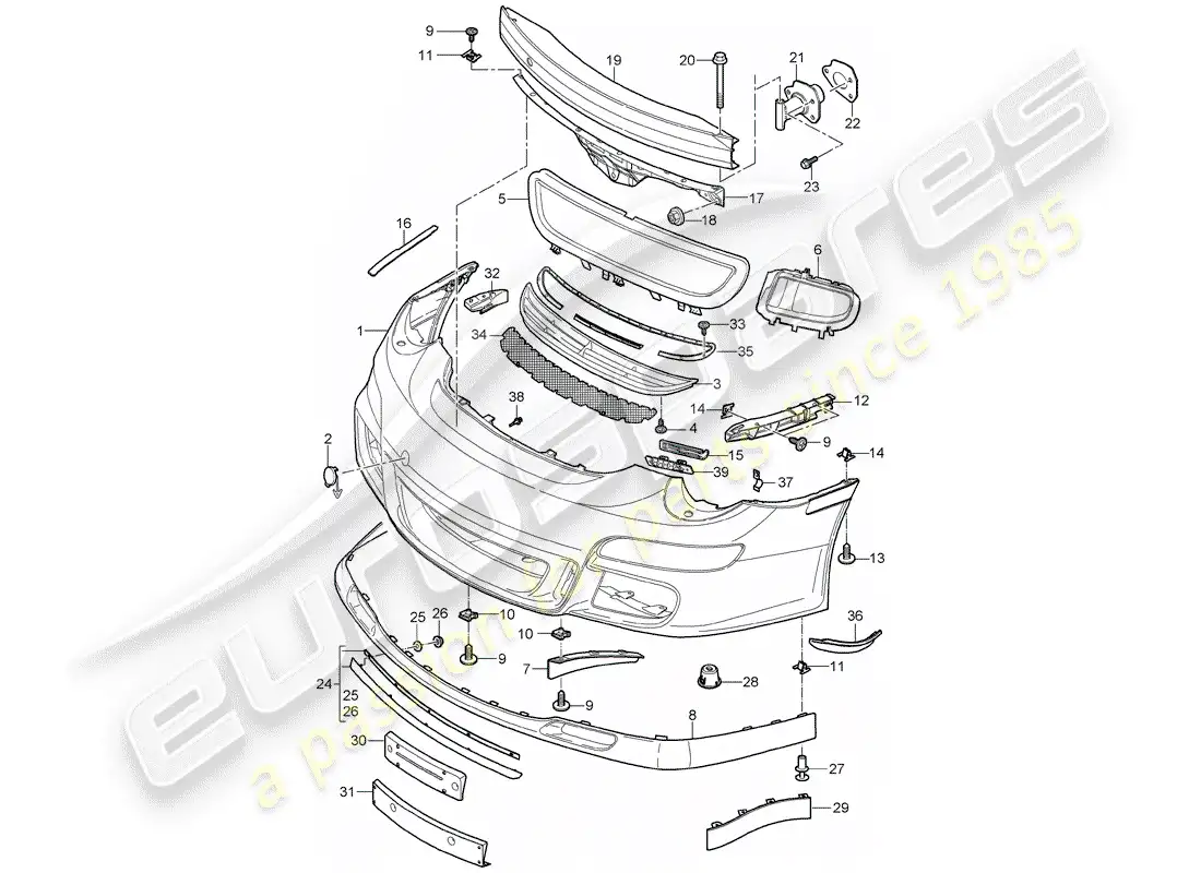 porsche 2011 (997-2 gt3) parachoque diagrama de piezas
