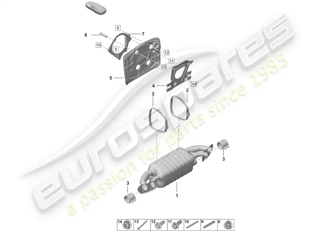 porsche 2019 (992-1) silenciador diagrama de piezas