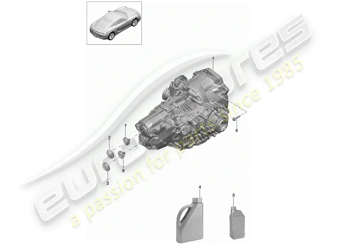 porsche 2015 (981 cayman) - pdk - diagrama de piezas