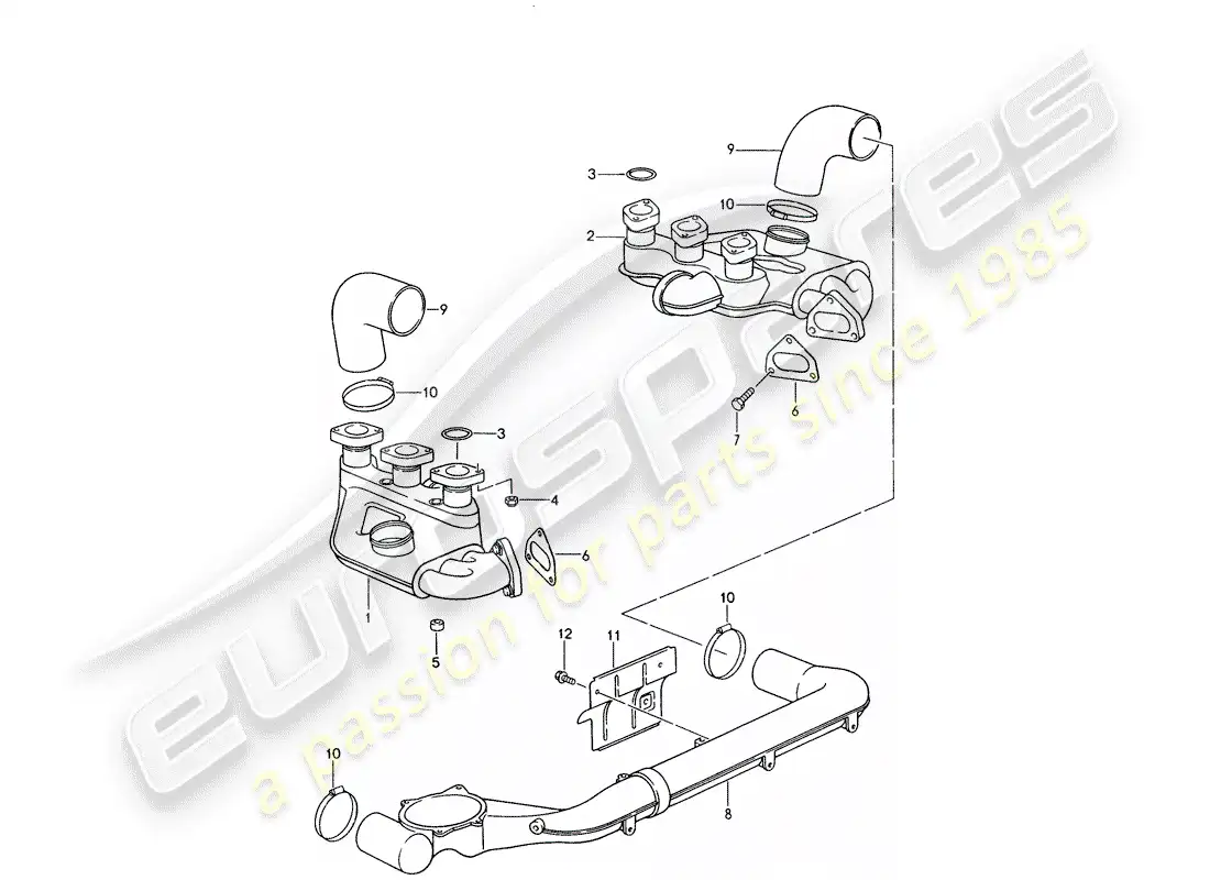 porsche 1996 (993) sistema de escape - núcleo de calentador - ver información técnica - grupo 2 - nr. 2/ 98 diagrama de piezas