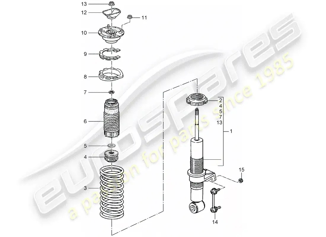 porsche 1994 (993) amortiguador - muelle helicóptico - enlace de conexión - nuevo diseño - ver información técnica - grupo 4 - nr. 145/15 - no. 7/16 - modificación - accesorios - atención diagrama de piezas