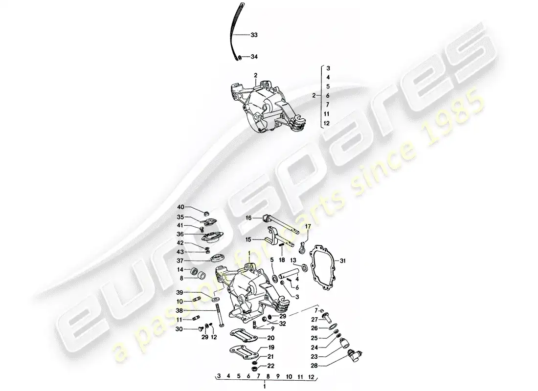 porsche 1972 (914) cubierta de la transmisión - suspensión de la transmisión diagrama de piezas