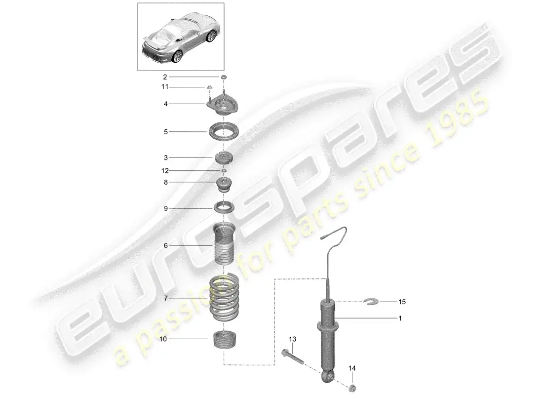 porsche 2016 (991-1 r/gt3/rs) amortiguador diagrama de piezas