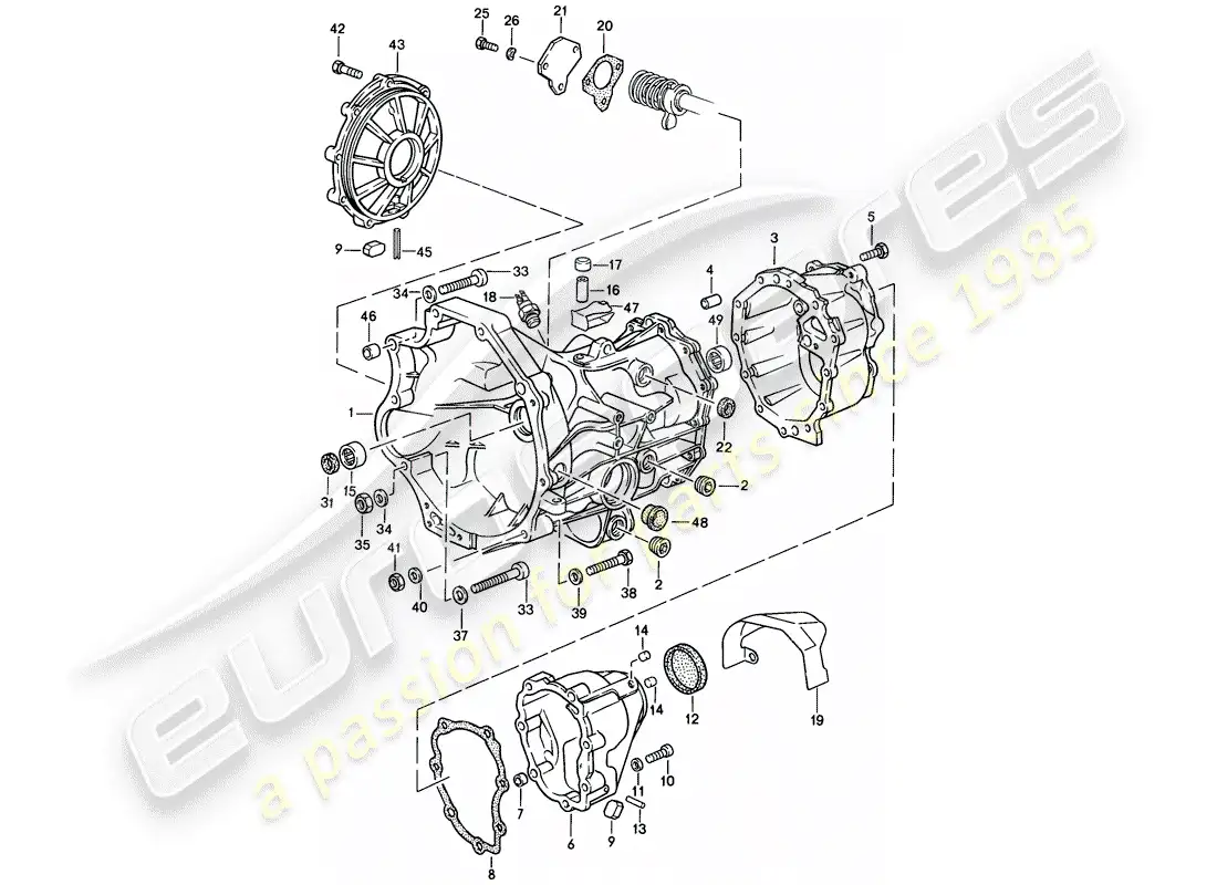 porsche 1986 (944) transmisión de repuesto - caja de transmisión - caja de cambios manual diagrama de piezas