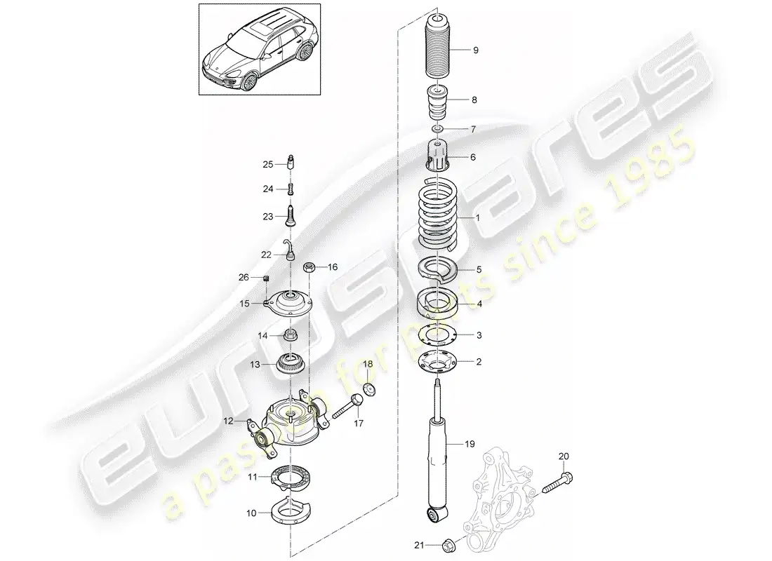 porsche 2013 (cayenne e2 92a) diagrama de piezas de suspensión