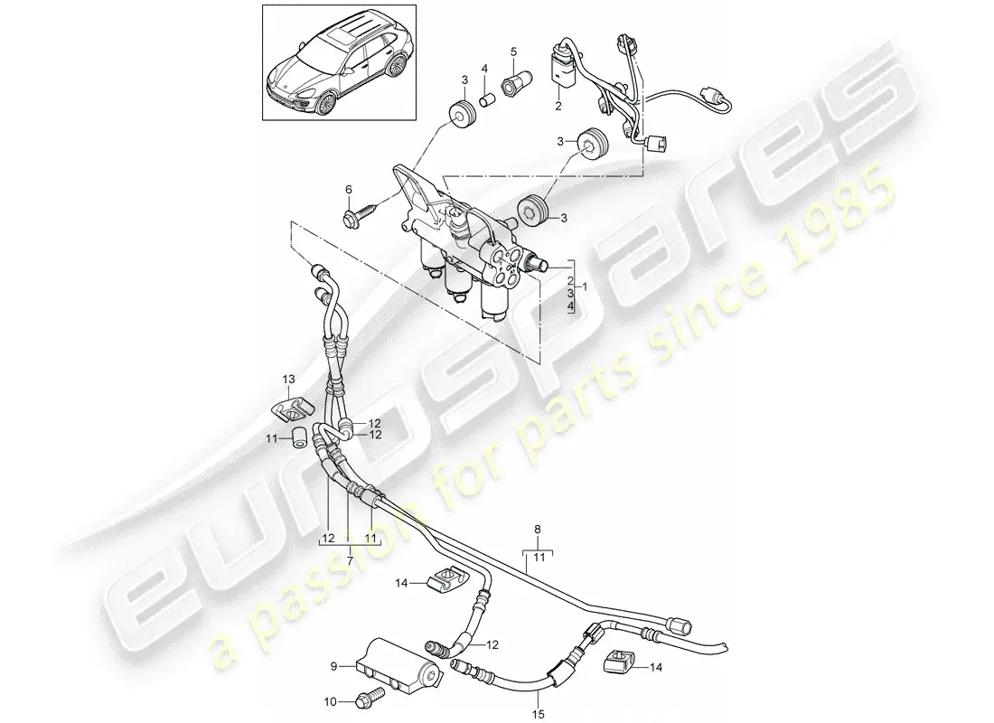 porsche 2013 (cayenne e2 92a) diagrama de piezas del estabilizador