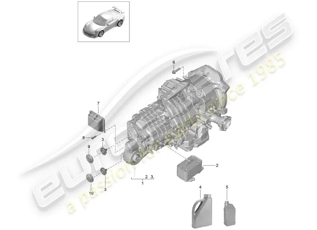 porsche 2020 (991-2 r/gt3/rs) - pdk - diagrama de piezas