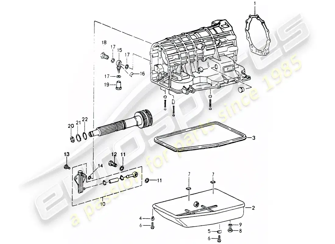 porsche 1989 (964) tiptronic - caja de transmisión - cárter de aceite diagrama de piezas