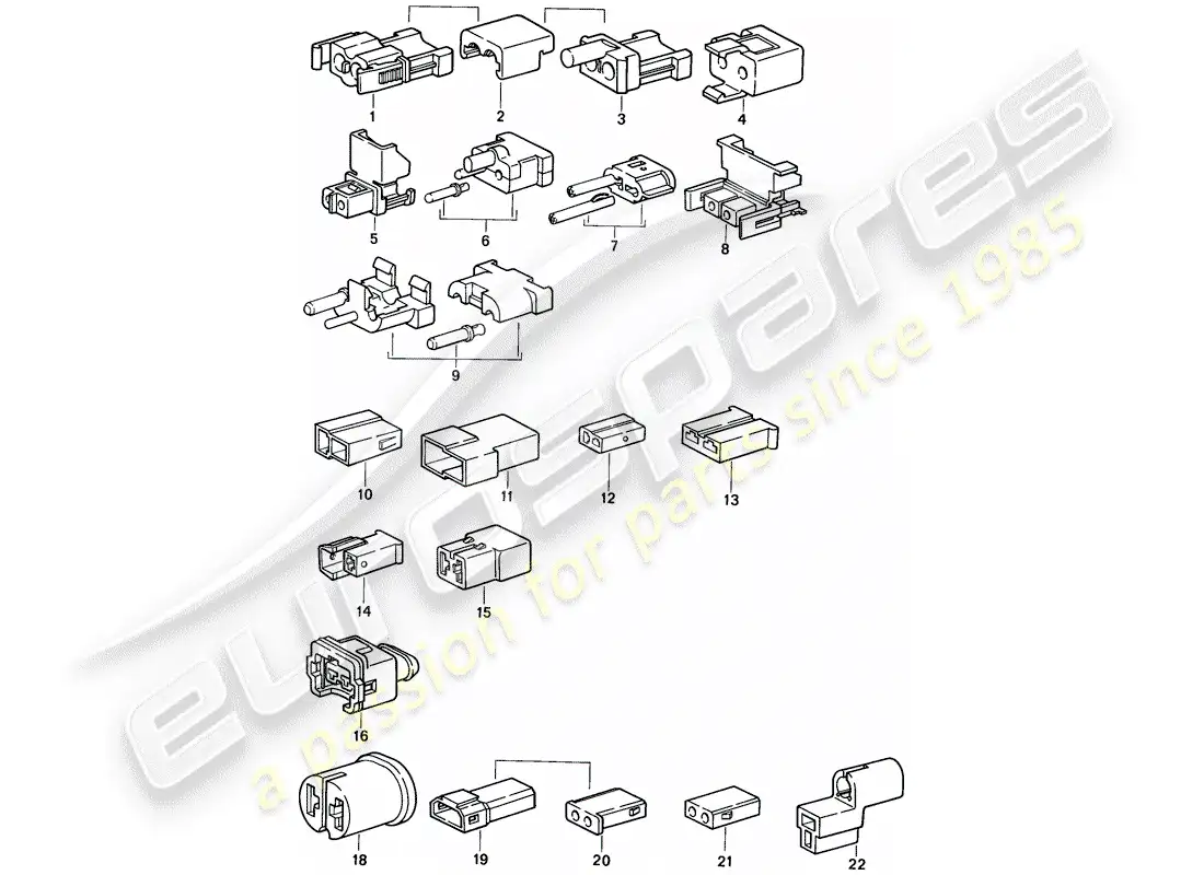 porsche 1986 (944) carcasa del conector diagrama de piezas