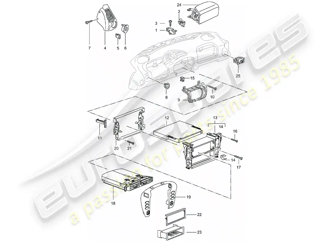 porsche 2003 (996 turbo / gt2) accesorios - embellecedor del panel de salpicadero diagrama de piezas