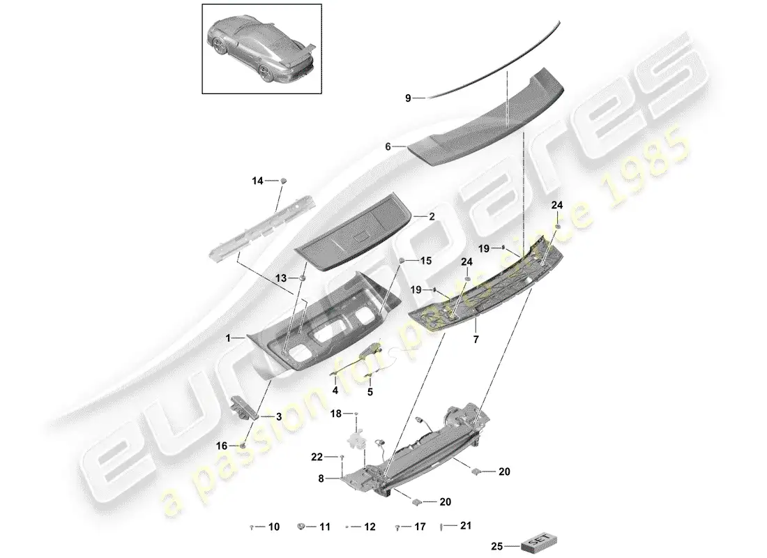 porsche 2016 (991-1 r/gt3/rs) cubrir diagrama de piezas