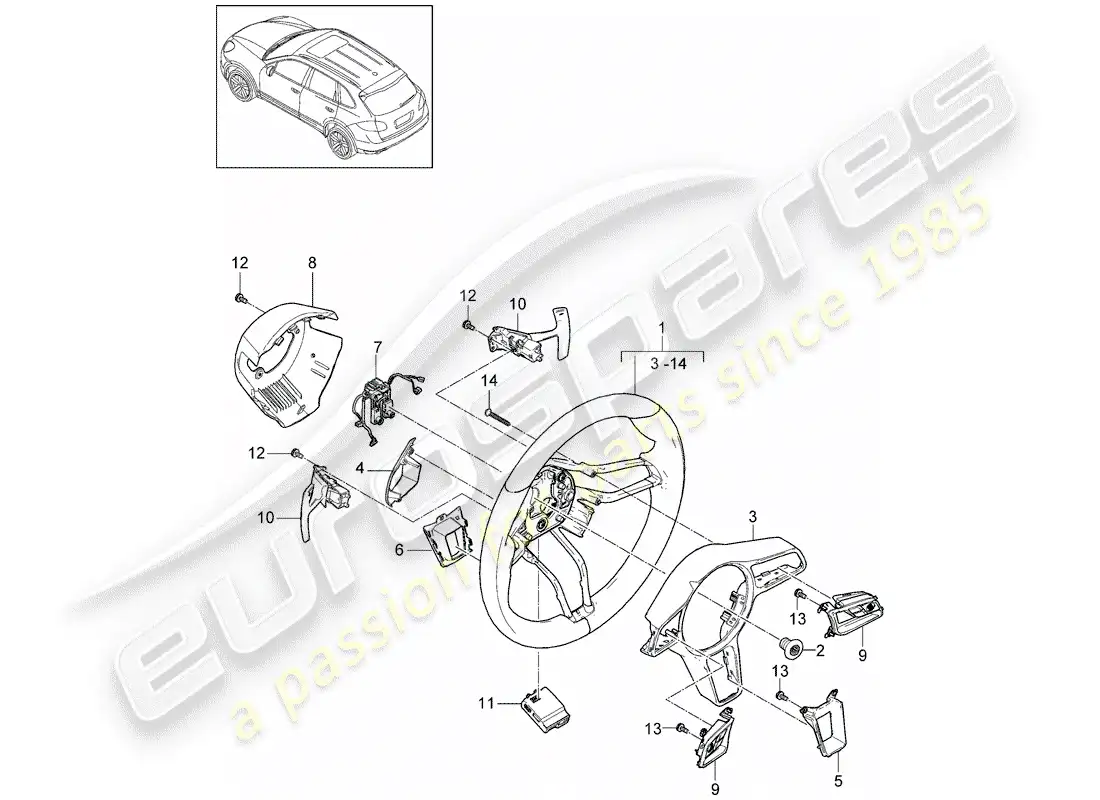 porsche 2013 (cayenne e2 92a) volantes diagrama de piezas