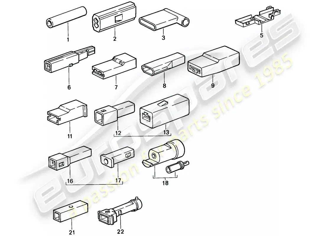 porsche 1986 (944) conector a tope - carcasa del conector - unipolar diagrama de piezas