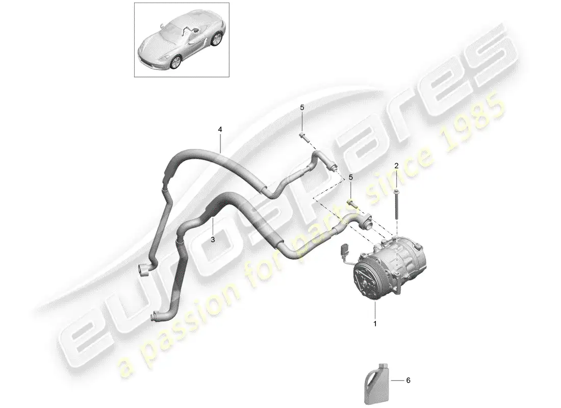 porsche 2018 (718 cayman) compresor diagrama de piezas