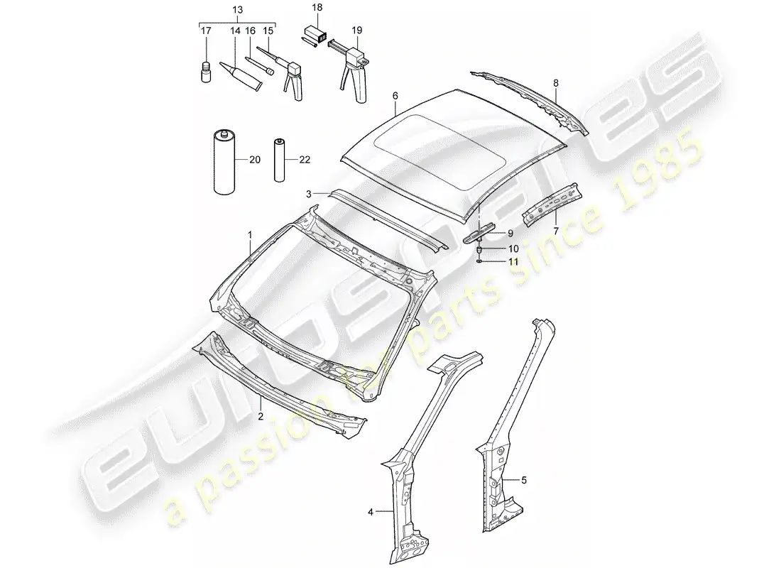 porsche 2011 (997-2) capucha diagrama de piezas