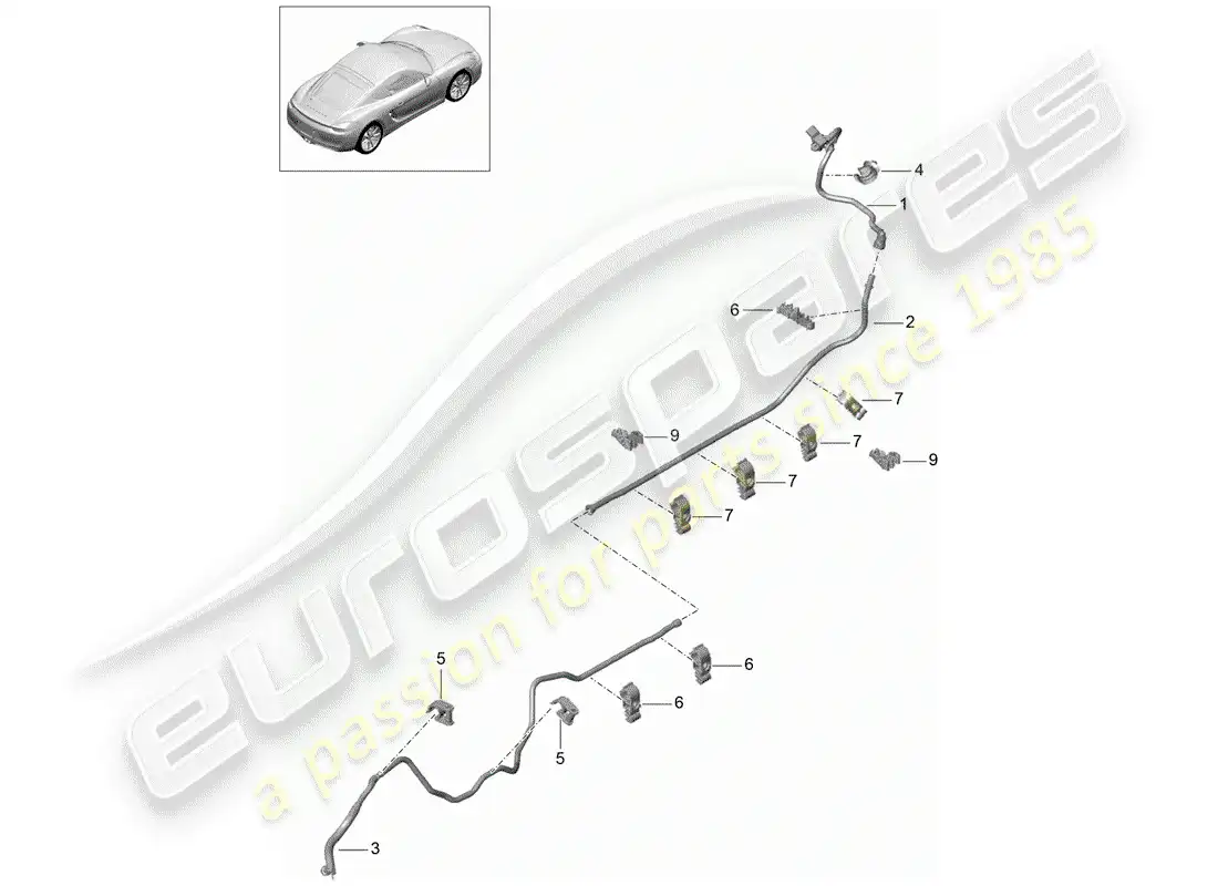 porsche 2016 (981 cayman) línea de vacío diagrama de piezas
