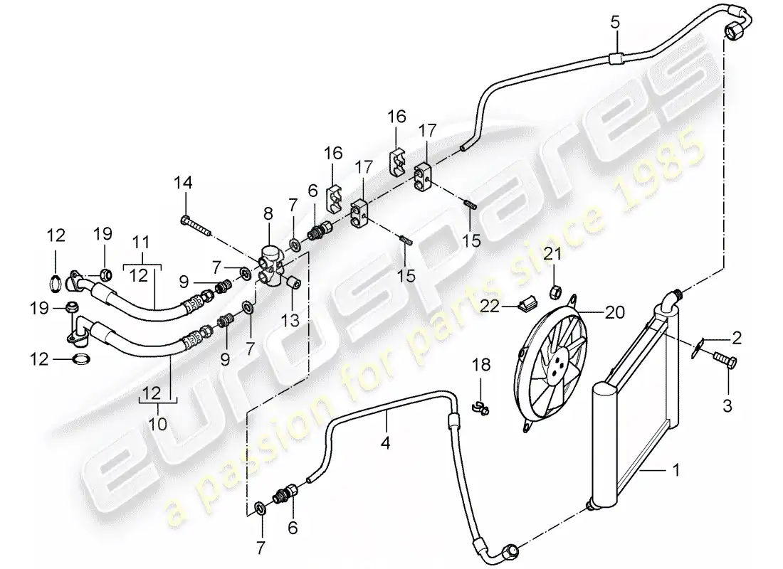 porsche 2005 (carrera gt) enfriamiento de aceite - líneas diagrama de piezas