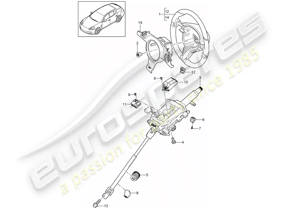 porsche 2012 (panamera 970) volantes diagrama de piezas
