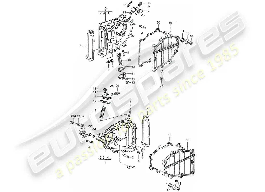 porsche 1989 (964) caja de cadena - tensor - cadena diagrama de piezas
