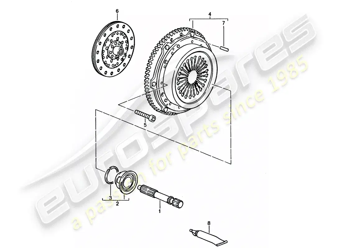 porsche 1995 (928) caja de cambios manual - embrague diagrama de piezas