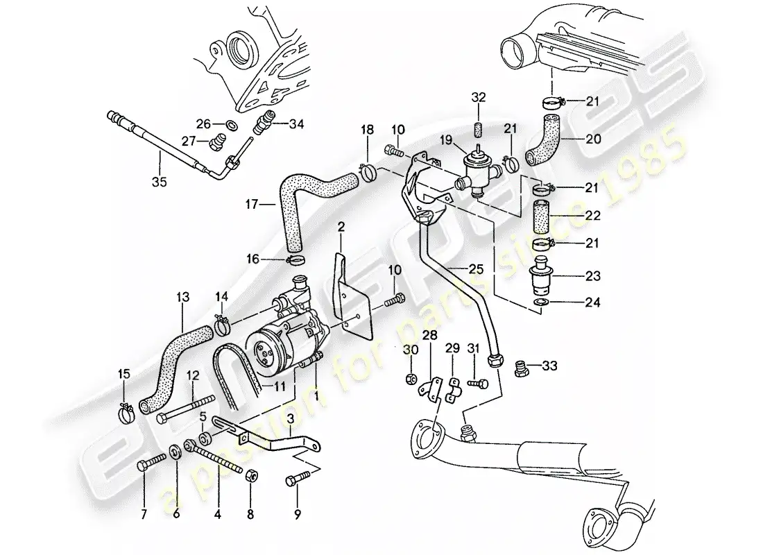porsche 1991 (928) inyección de aire - para vehículos con - catalizador diagrama de piezas