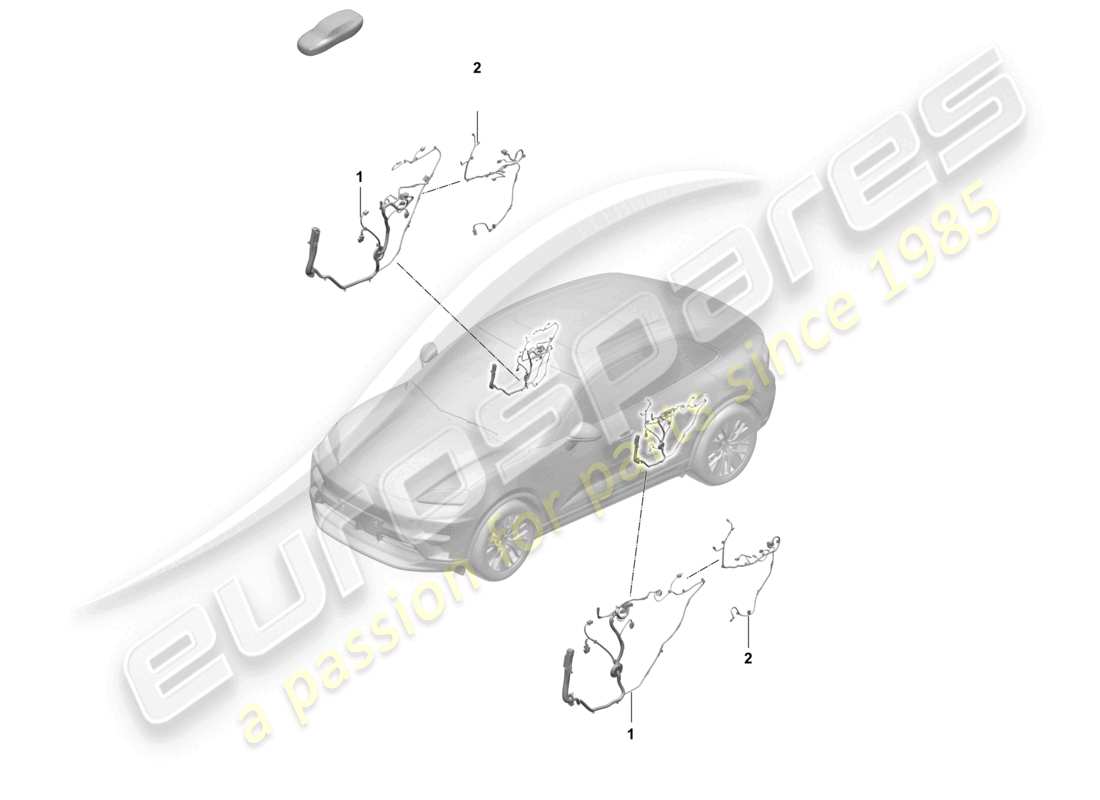 porsche 2025 (macan-e) juego de cableado para puerta trasera diagrama de piezas