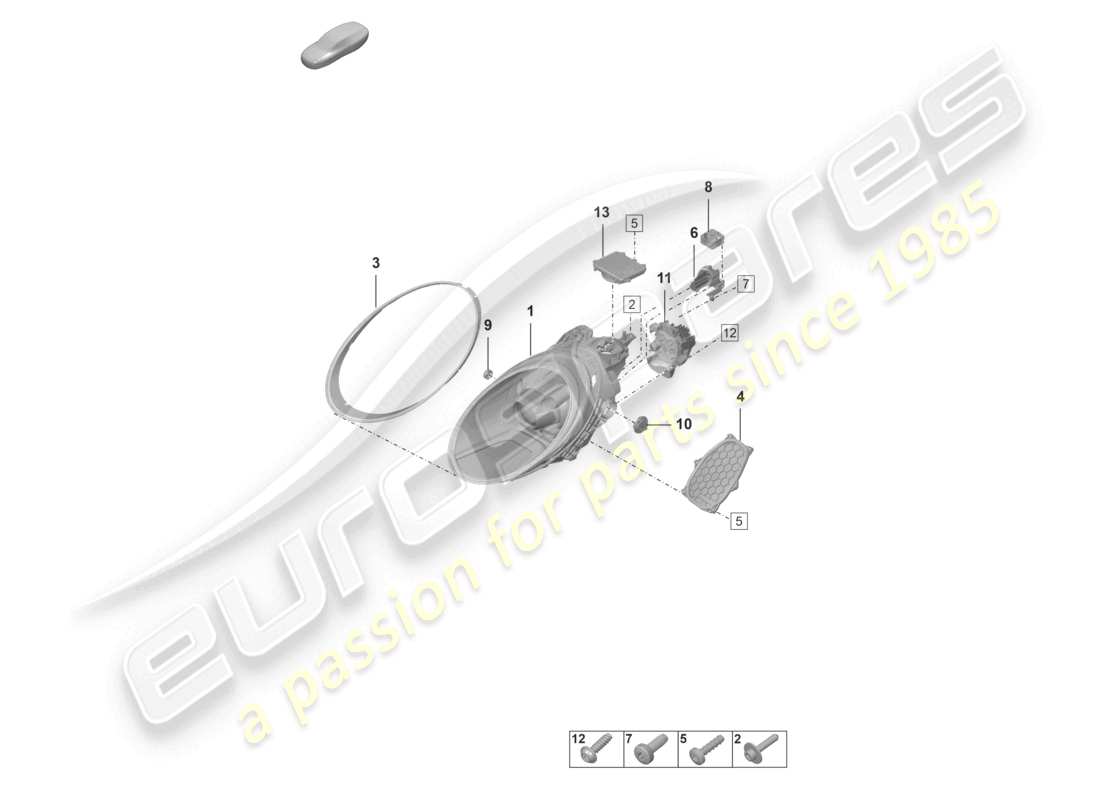 porsche 2025 (992-2 gt3/rs/st) faro led básico diagrama de piezas