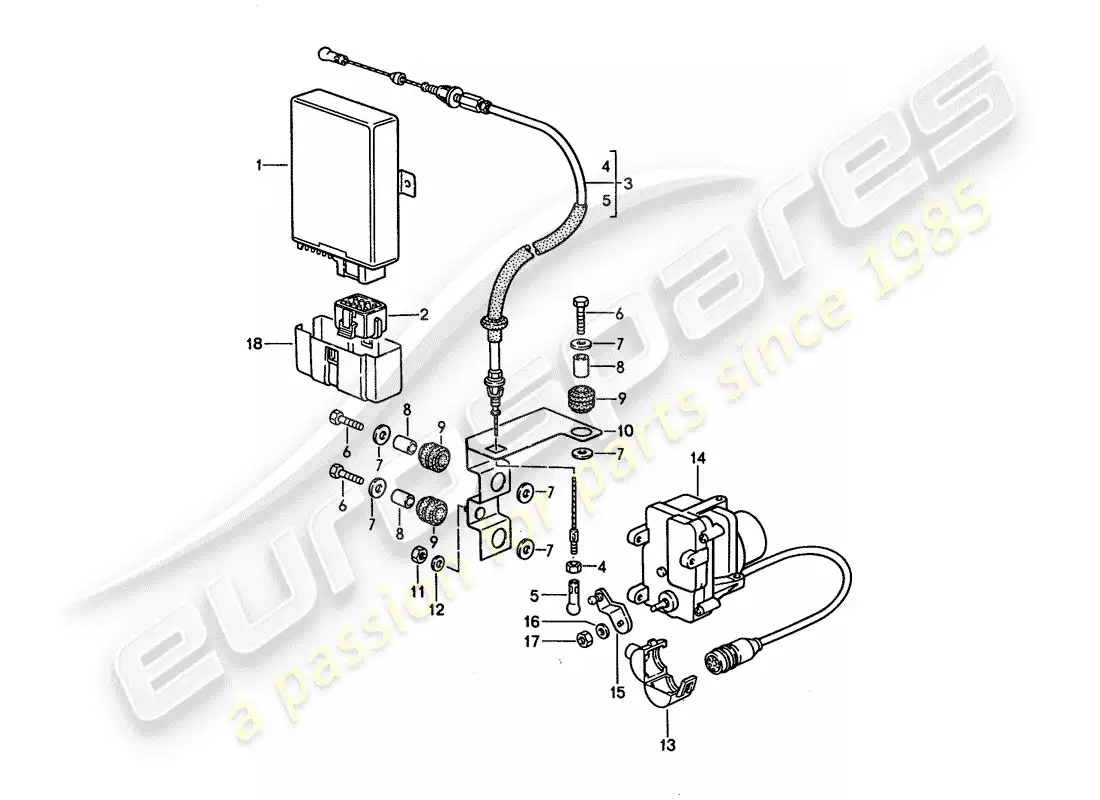 porsche 1992 (928) sistema de control de crucero diagrama de piezas