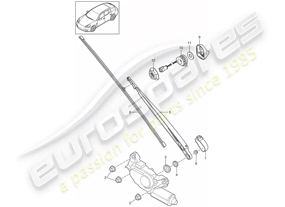 porsche 2015 (panamera 970) limpiaparabrisas trasero diagrama de piezas