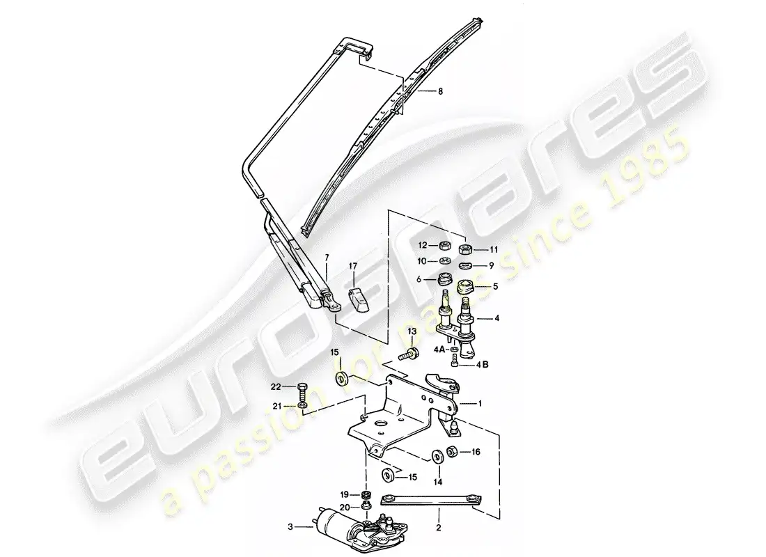 porsche 1985 (928) limpiaparabrisas trasero diagrama de piezas