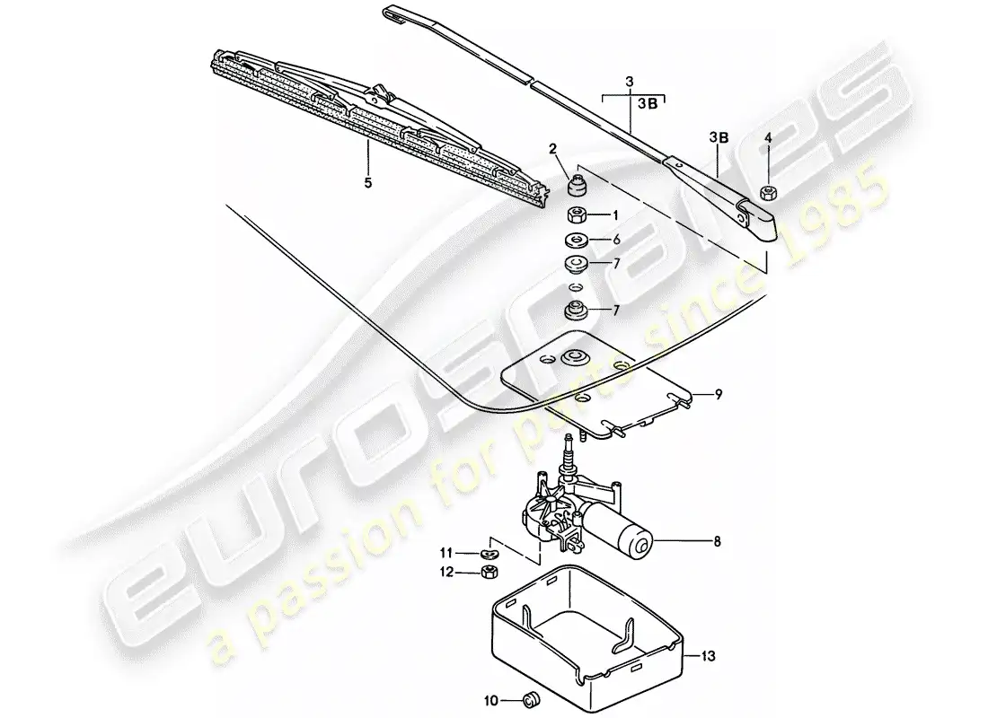 porsche 1984 (944) limpiaparabrisas trasero diagrama de piezas