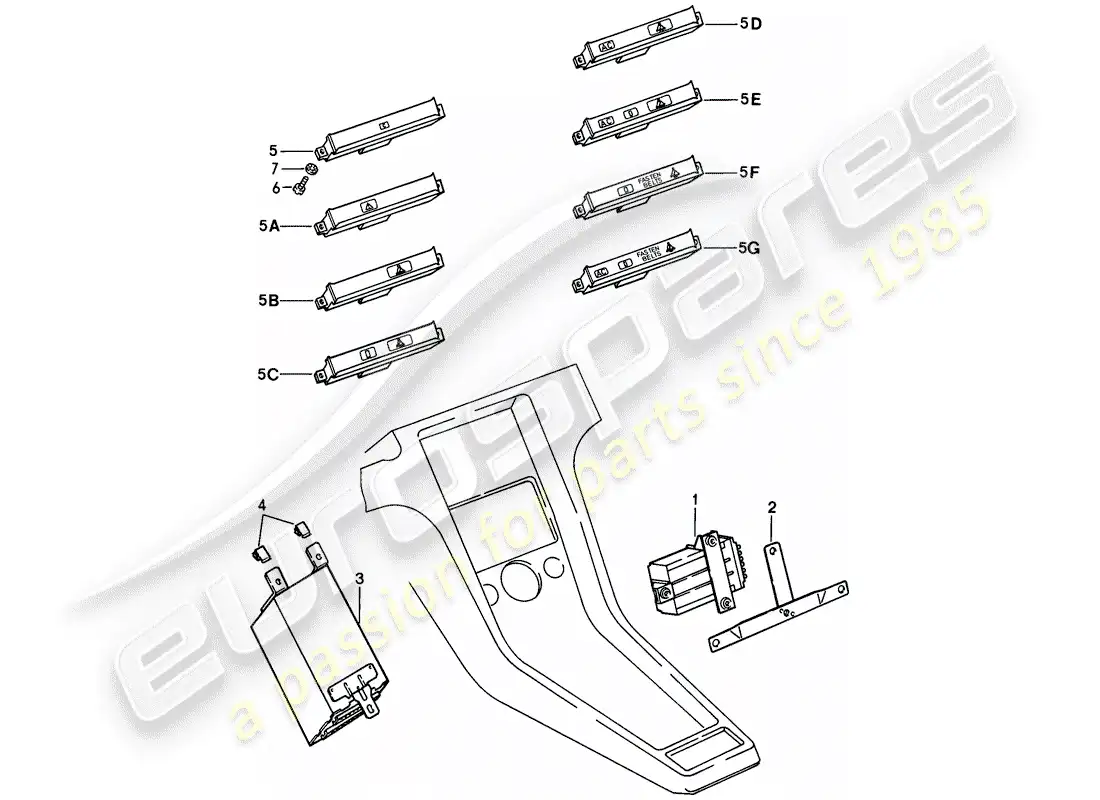 porsche 1978 (928) indicador central diagrama de piezas